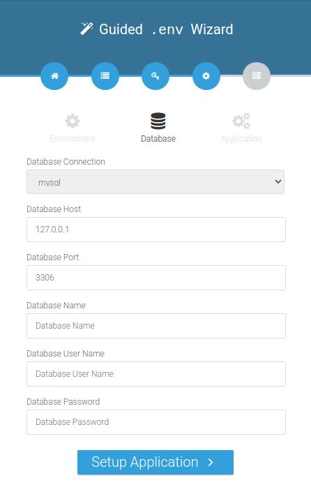 Form Wizard Database Tab