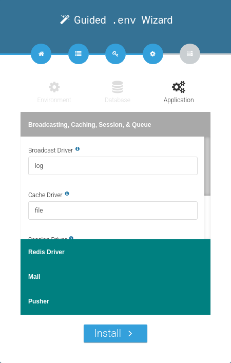 Form Wizard Application Tab